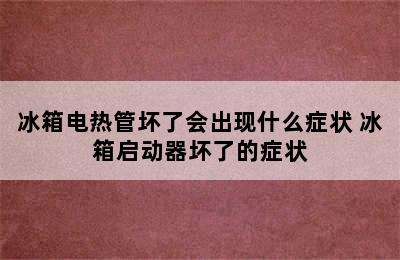 冰箱电热管坏了会出现什么症状 冰箱启动器坏了的症状